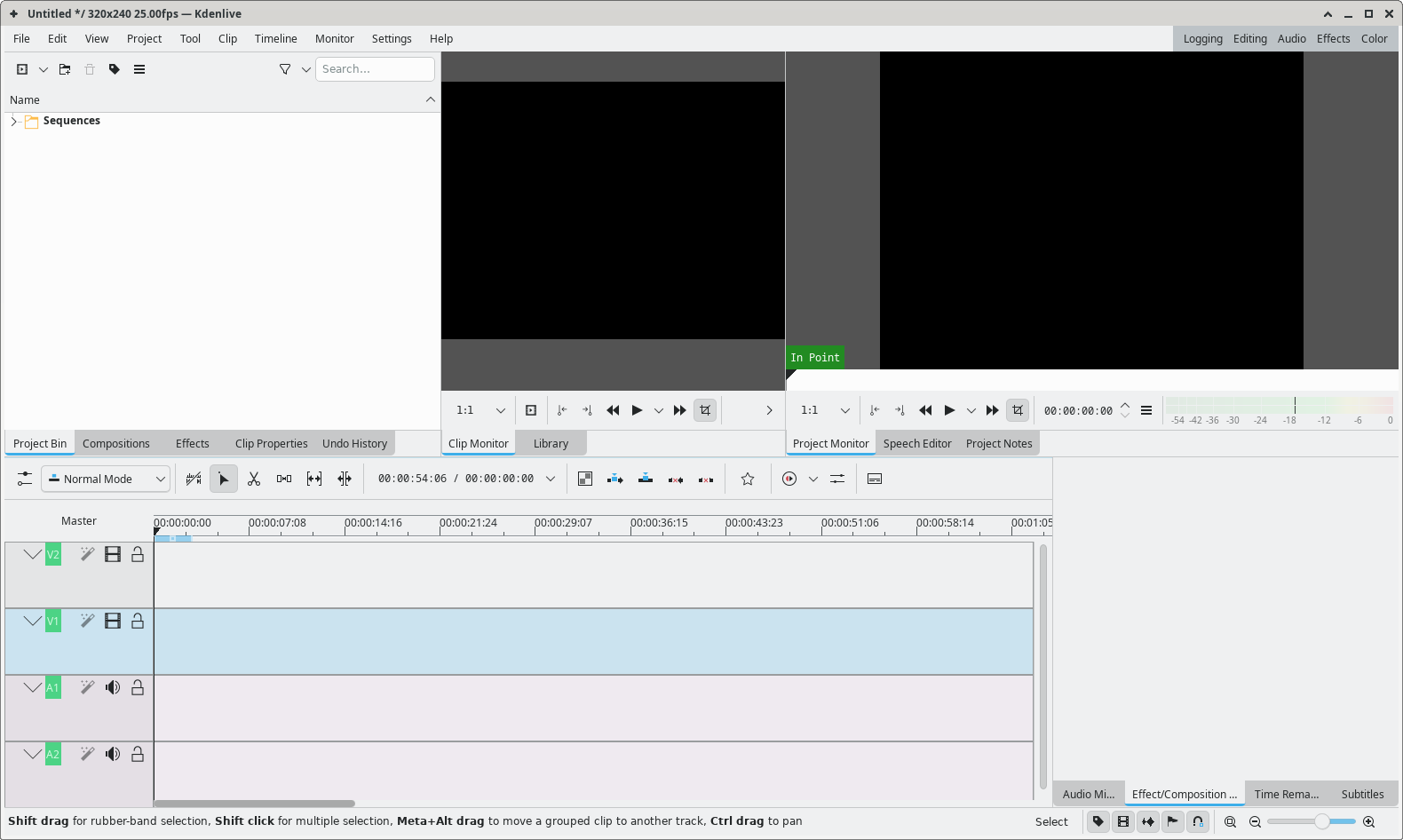 KDEnlive Main Screen